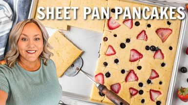 DRH45-Sheet Pan Pancakes Easy breakfast recipe No flipping pancakes - Diary of a Real Housewife