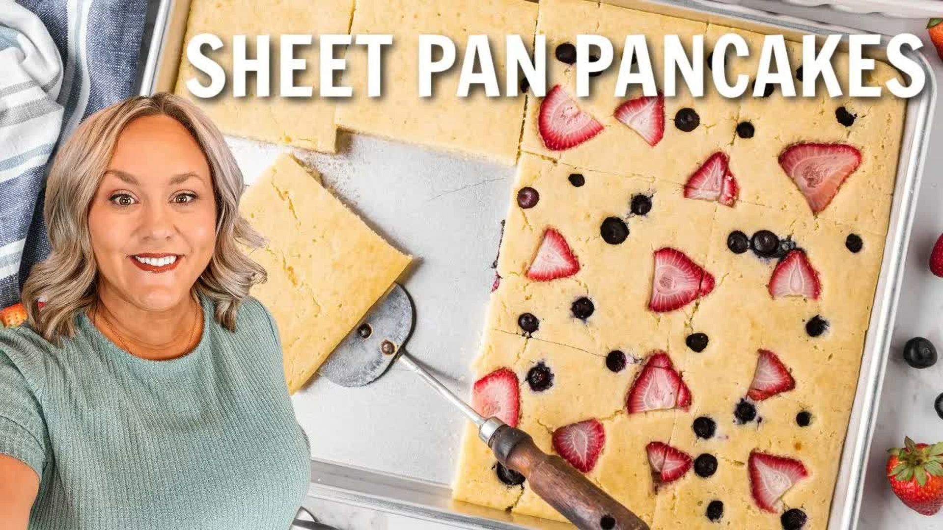 DRH45-Sheet Pan Pancakes Easy breakfast recipe No flipping pancakes - Diary of a Real Housewife