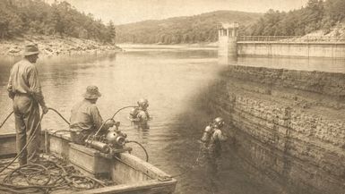 TBA90-Divers Under a Tennessee Reservoir Reached a Wall at 130 Feet The Corps Closed the Lake - The Buried Archive