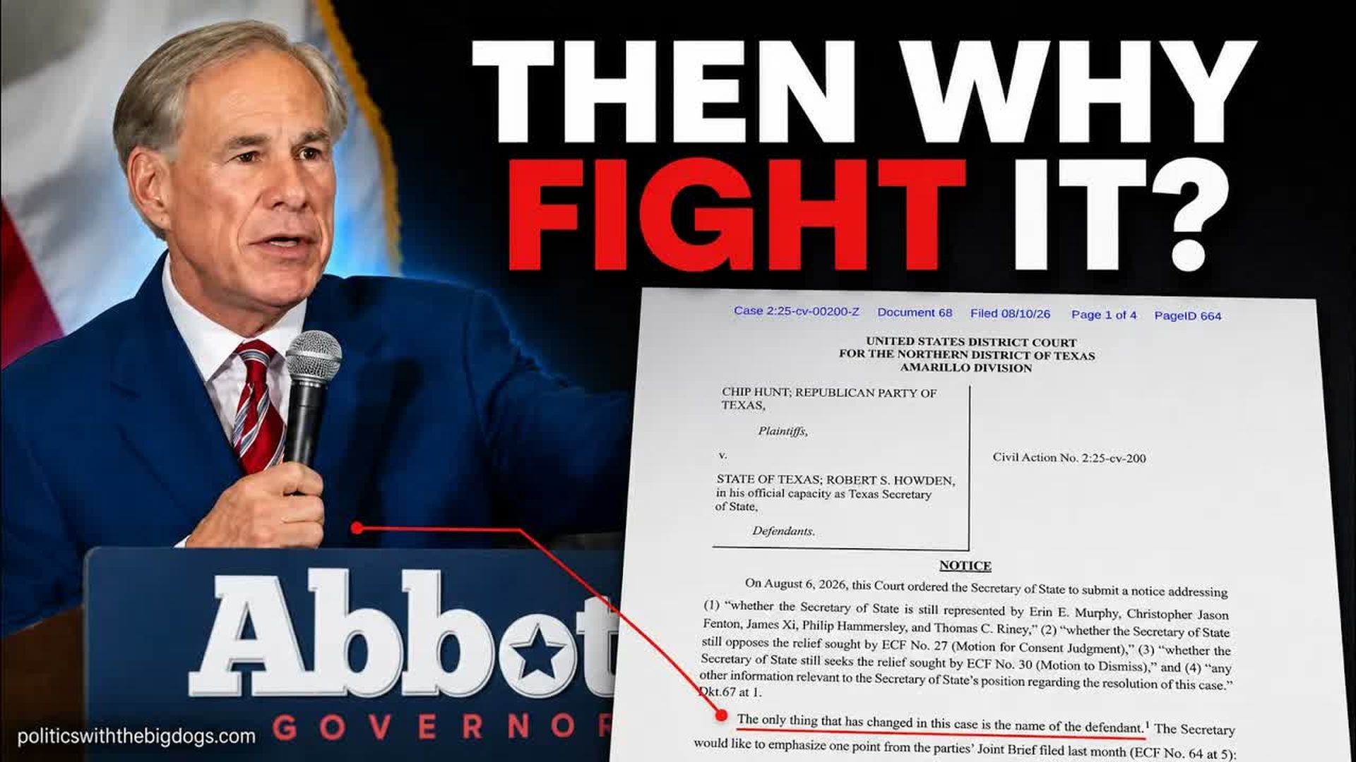 PBD10-Greg Abbott Promised Closed Primaries. Texas Is Fighting the GOP Lawsuit - Politics with the Big Dogs