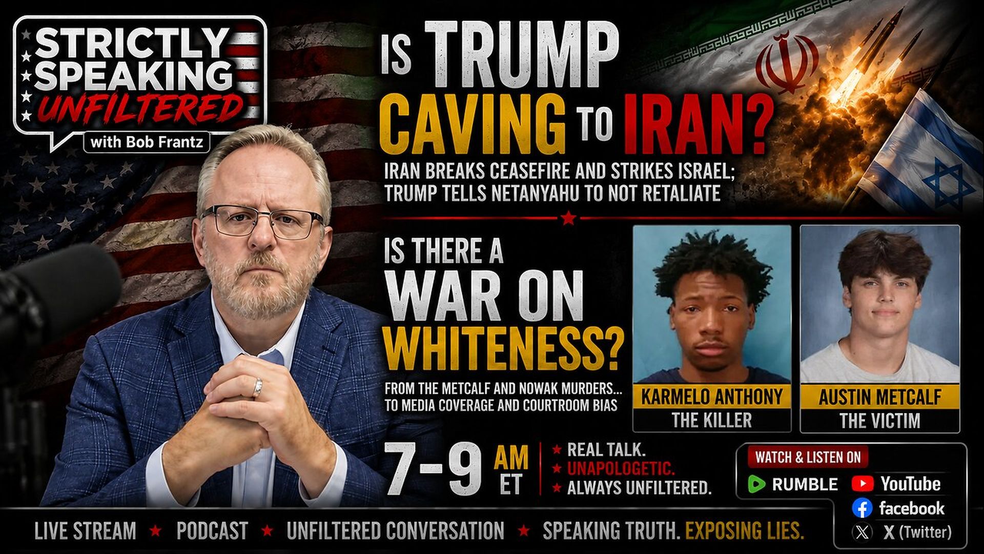 SSU16-6.8.26 - Manic Monday - Is Trump caving to Iran And what of the War on Whites - Strictly Speaking Unfiltered with Bob Frantz