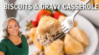 DRH53-Biscuits and Gravy Casserole Easy Breakfast Recipe - Diary of a Real Housewife