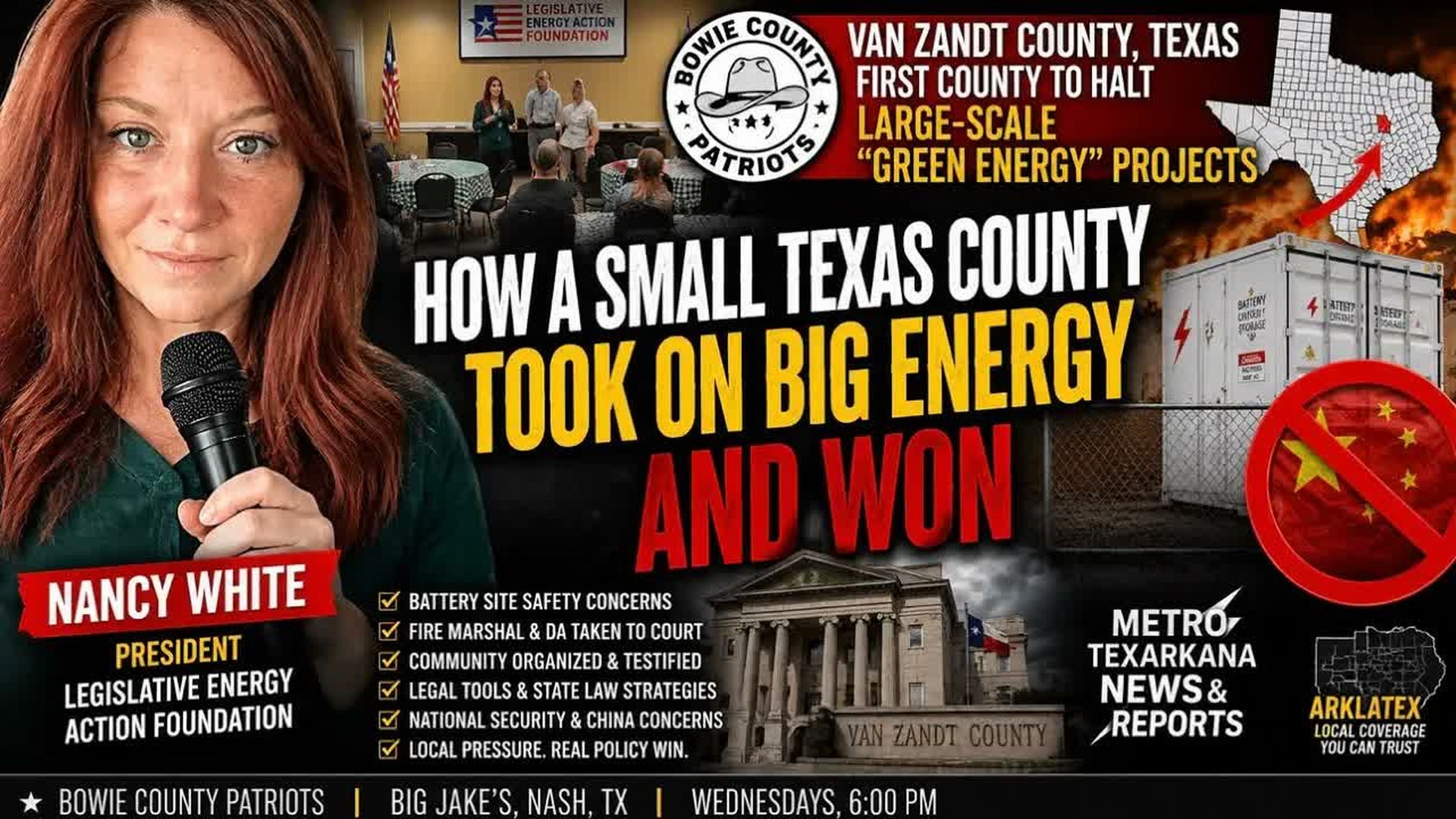 TXK1-Nancy White on How Van Zandt County Fought Back and how she WON Bowie County Patriots 7 16 26 - Metro TXK News