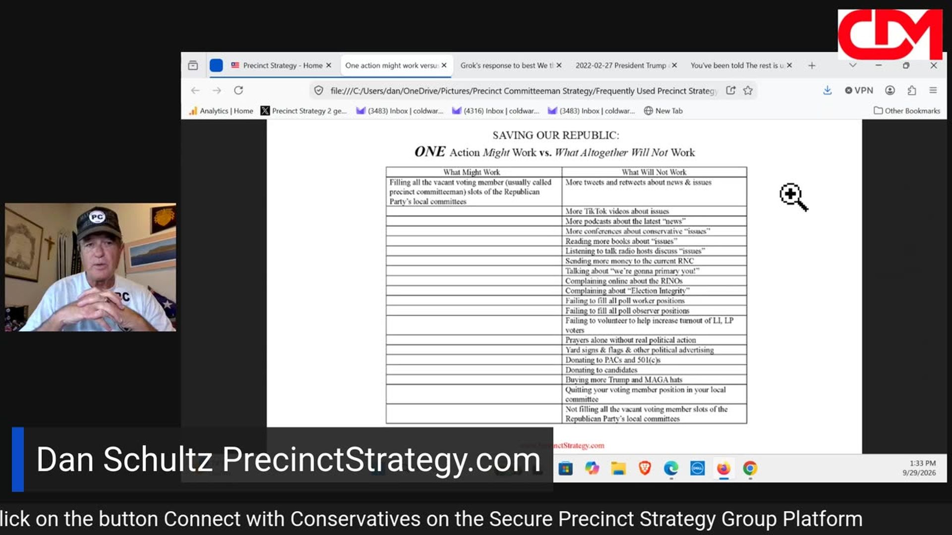 PSD49-Precinct Strategy What might work What wont Dan Schultz September 29 2026 - Precinct Strategy with Dan Schultz