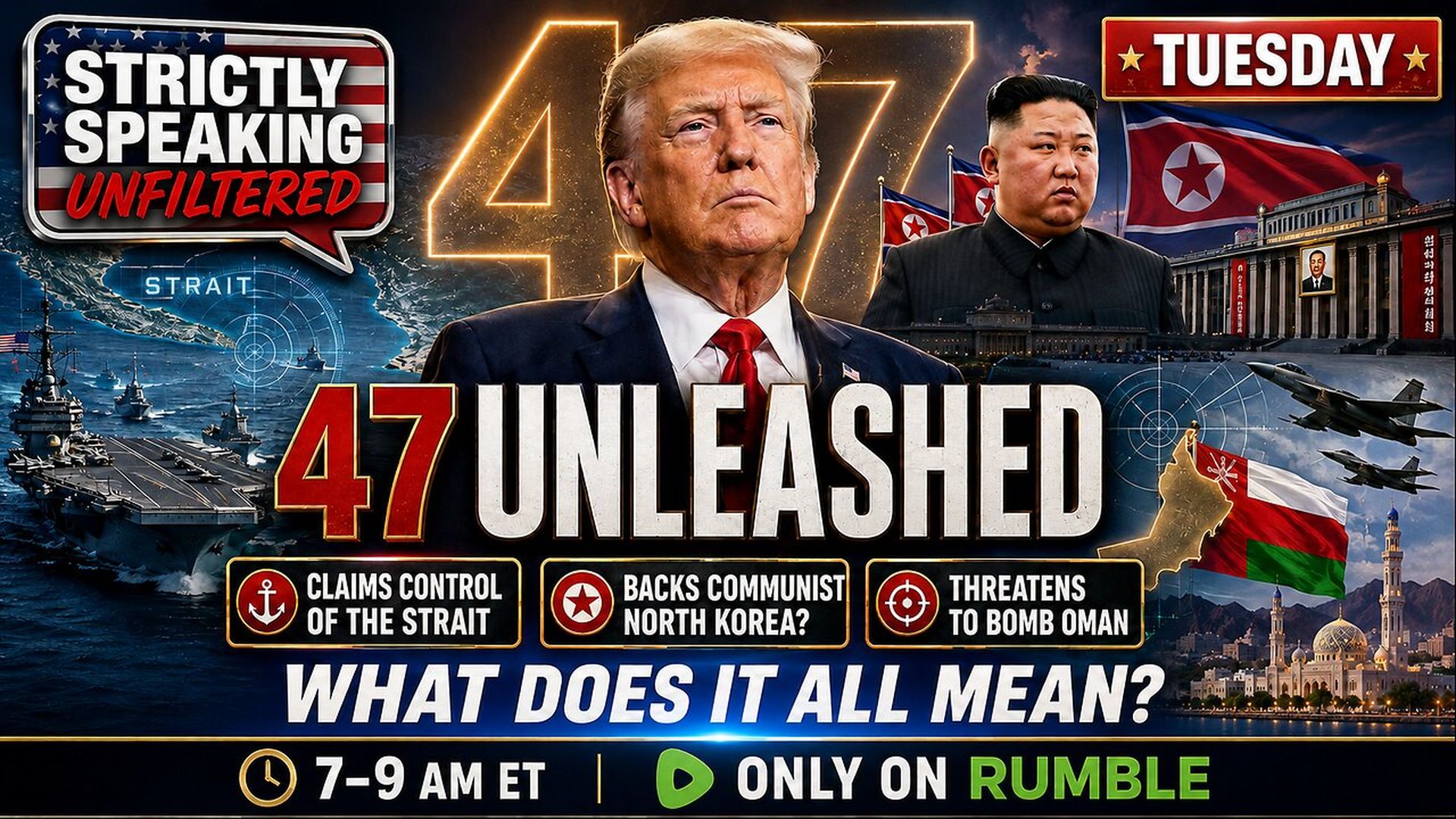 SSU65-47 Unleashed Trump on North Korea owning the Strait and bombing Oman - Strictly Speaking Unfiltered with Bob Frantz