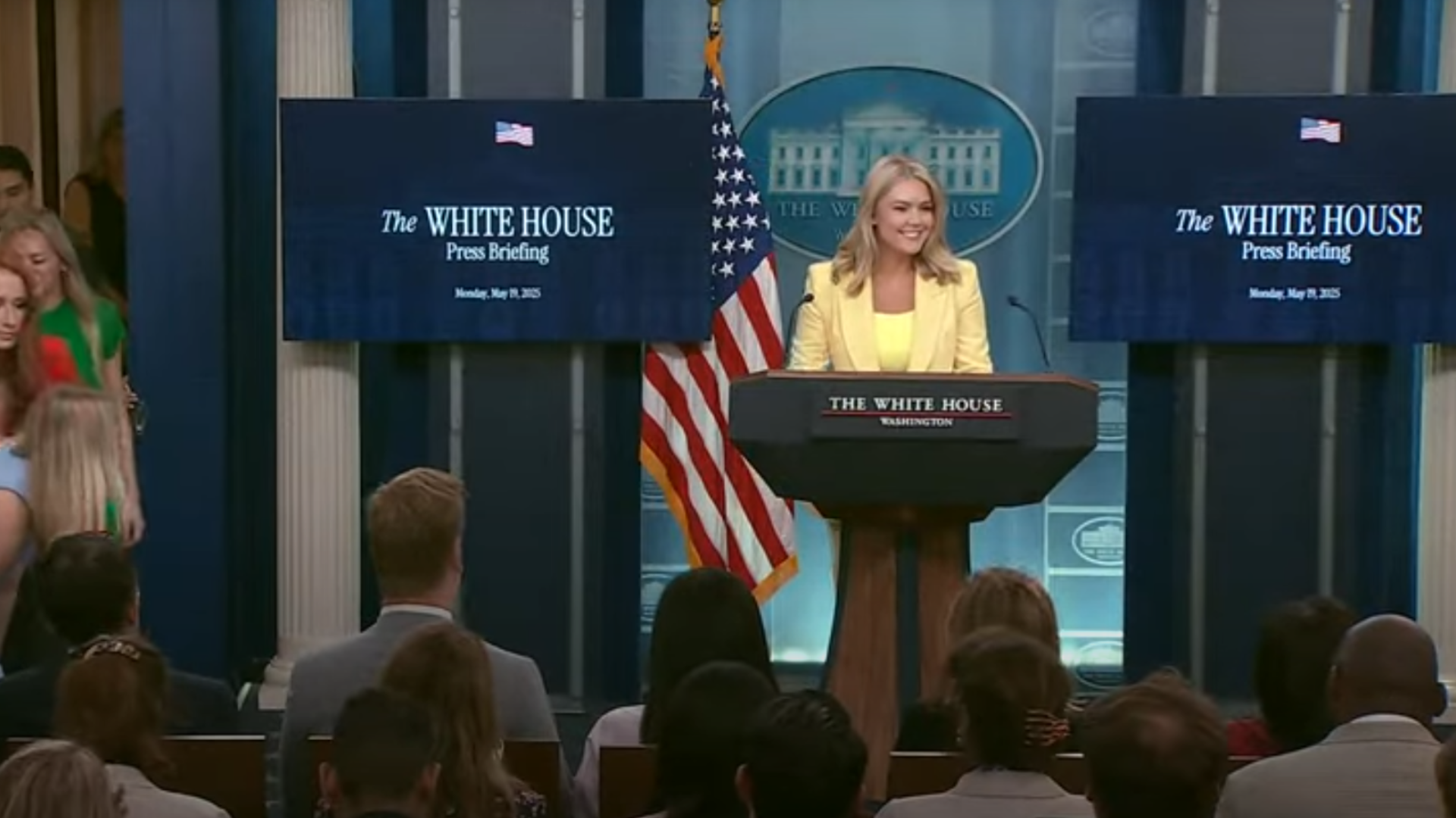    Skip navigation Search    Create  9+  Avatar image Press Secretary Karoline Leavitt Briefs Members of the Media, May 19, 2025