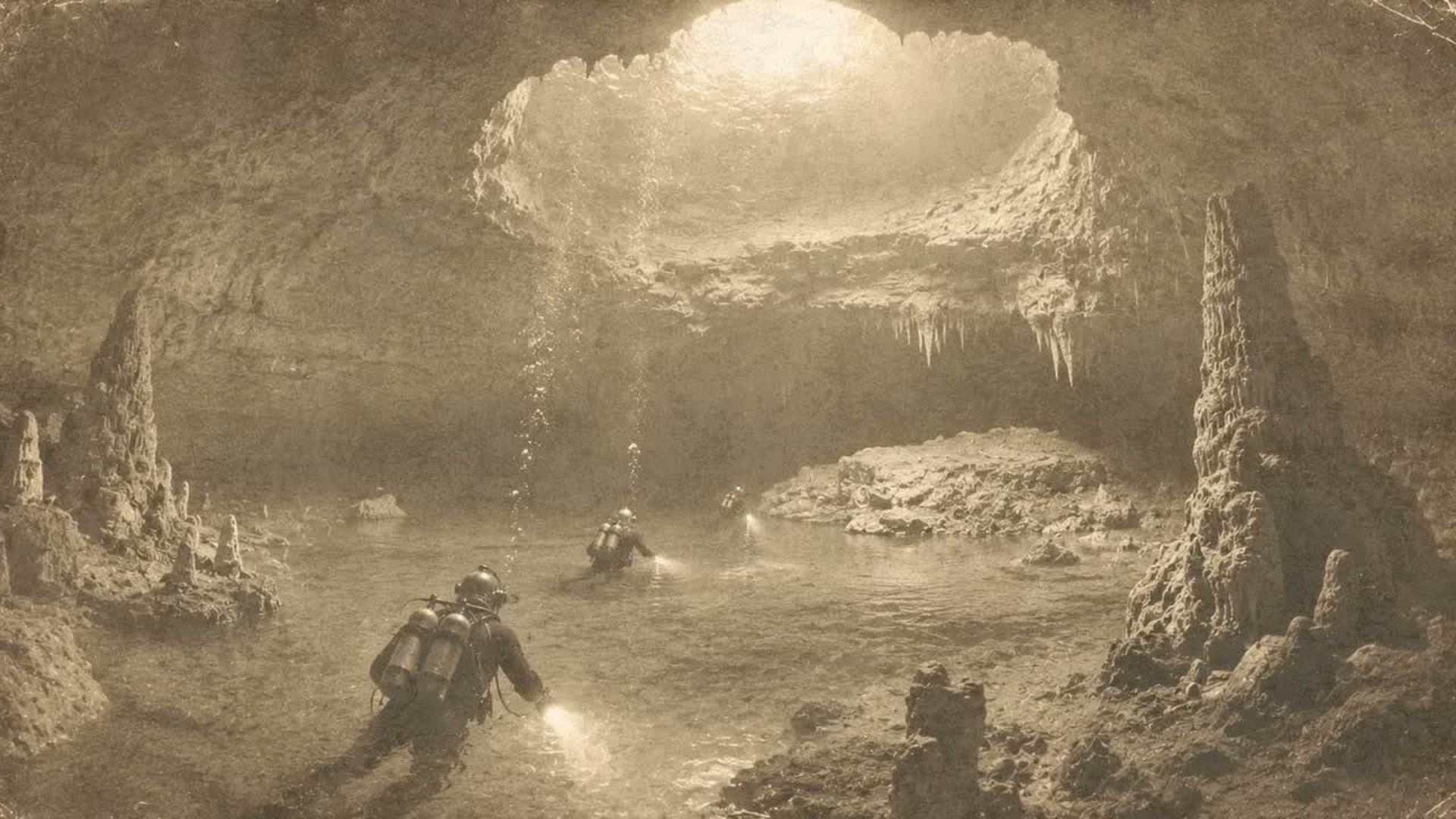 TBA92-Cave Divers in Belize Reached a Chamber Below the Blue Hole No Survey Followed - The Buried Archive